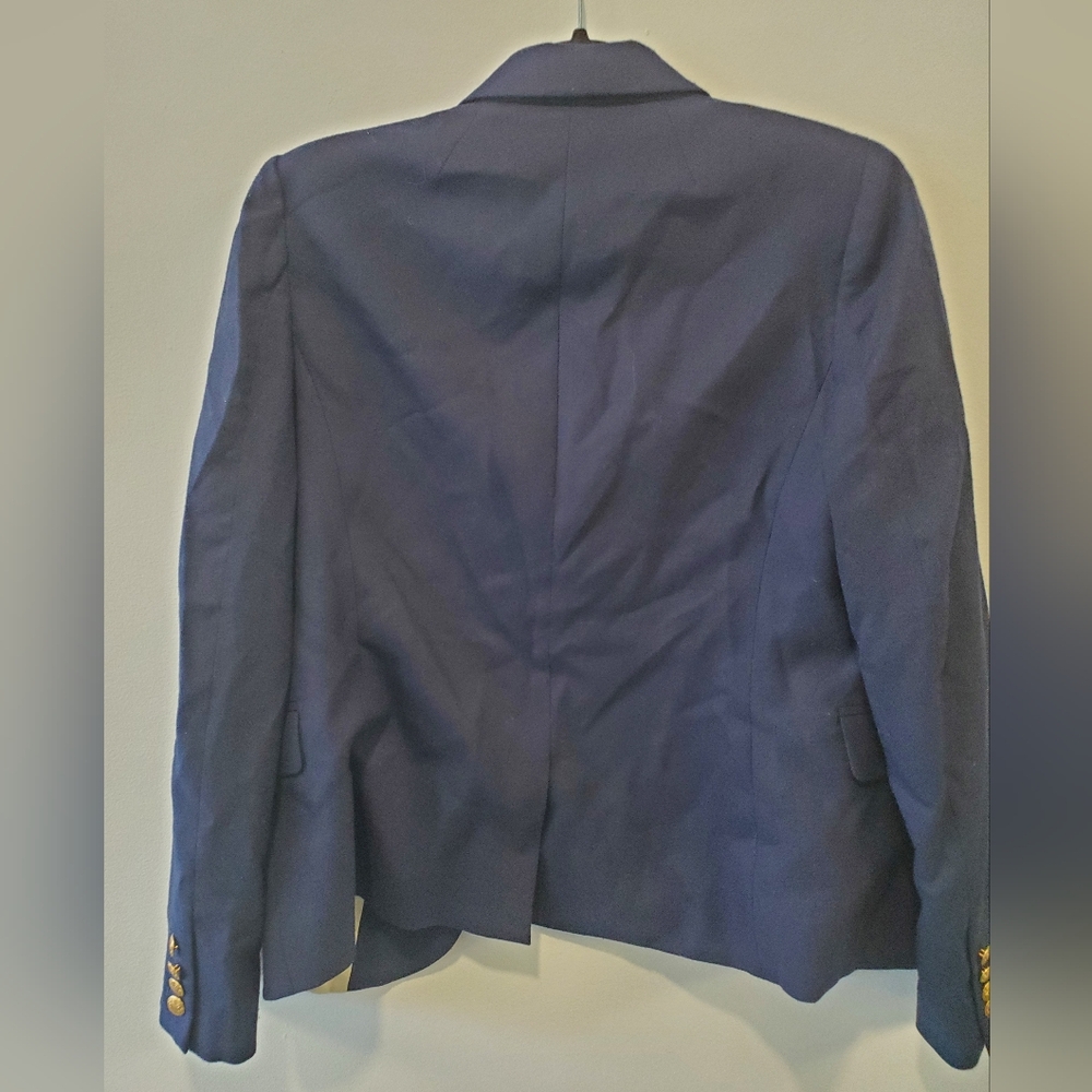 J. Crew Women's Schoolboy Blazer Navy Blue Wool Gold Buttons - Picture 6 of 8